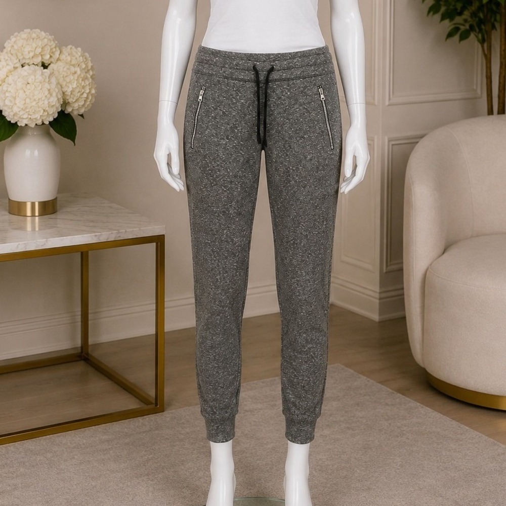 American Eagle Women Joggers Gray Marled Slim Zipper Pockets Small